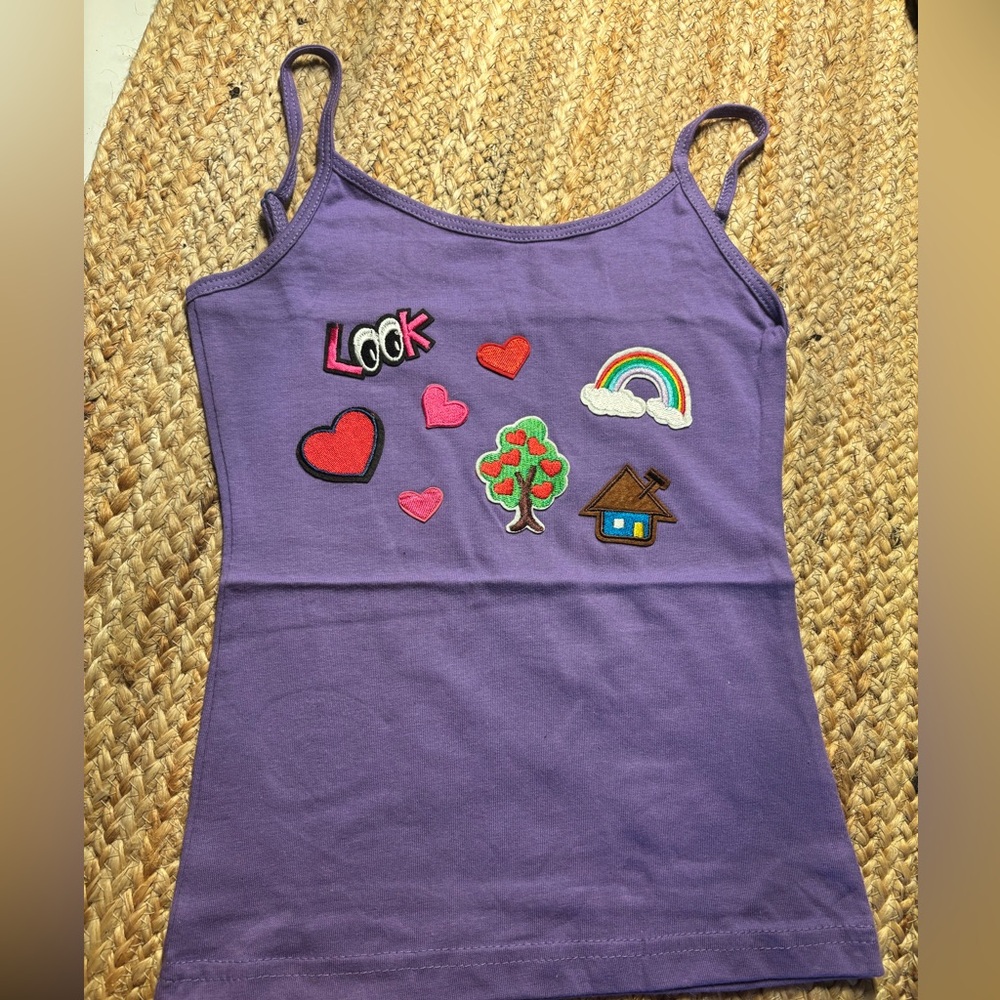 Purple Tank Top with Colorful Patches
